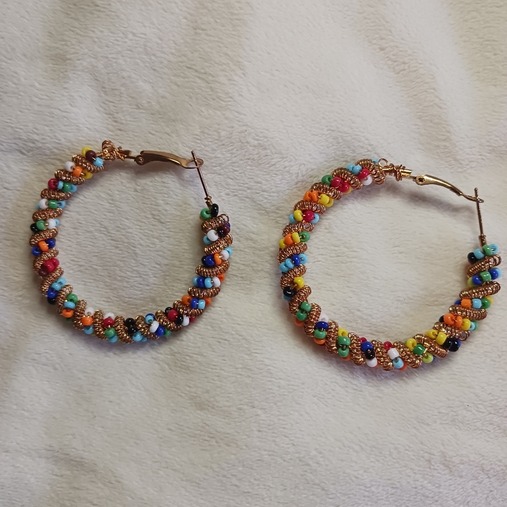Beaded Rose Gold Earrings